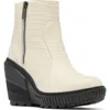 Sorel Ona Ave Zip Wedge Bootie In Chalk/black