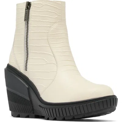 Sorel Ona Ave Zip Wedge Bootie In Chalk/black