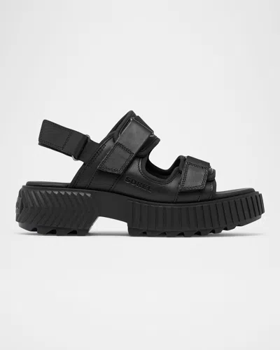 Sorel Ona Sporty Dual-grip Slingback Sandals In Black,black