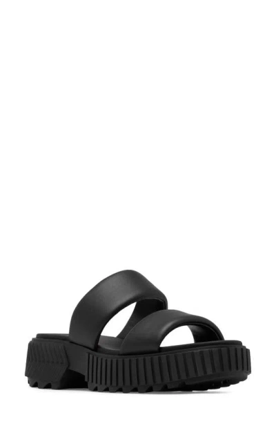 Sorel Ona Streetworks Platform Slide Sandal In Black,chalk