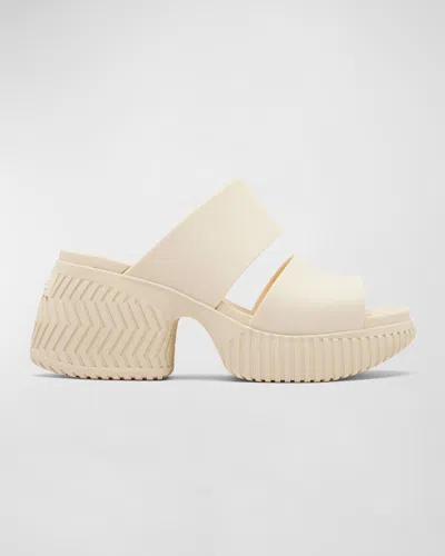 Sorel Ona Streetworks Rubber Slide Sandals In Honey White/ Sea Salt