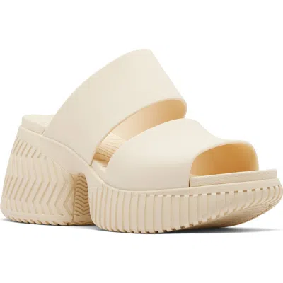 Sorel One Streetworks Platform Slide Sandal In Honey White/sea Salt