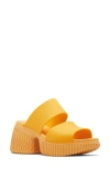 Sorel One Streetworks Platform Slide Sandal In Yellow Ray/ Sea Salt