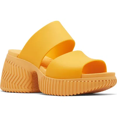 Sorel One Streetworks Platform Slide Sandal In Yellow Ray/sea Salt