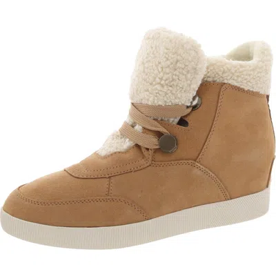 Sorel Out And About Womens Leather Wedge Boots In Tawny Buff