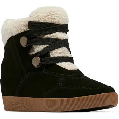 Sorel Out N About Faux Shearling Bootie In Black/white