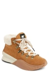 Sorel Out 'n About Iii Conquest Faux Shearling-lined Suede Ankle Boots In Camel Brown Bl
