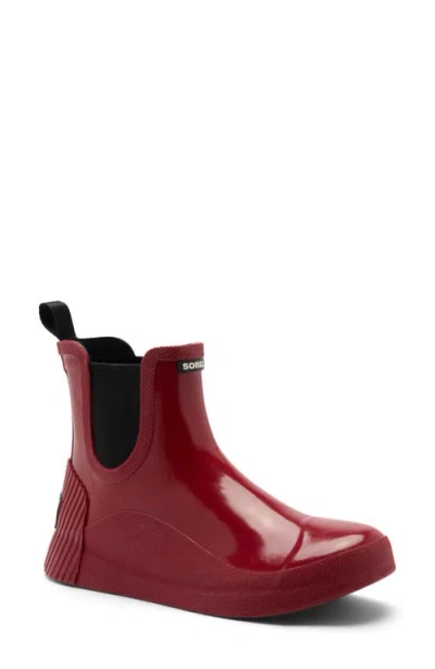 Sorel Out N About Iv Chelsea Waterproof Rain Boot In Red Dahlia/black