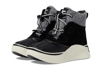 Sorel Out N About Iv Chillz Wp (little Kid/big Kid) Kids Shoes Black/chalk : 3 Little Kid M, Suede In Multi