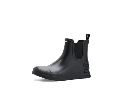SOREL OUT N ABOUTTM IV CHELSEA RAIN WATERPROOF WOMEN'S RAIN BOOTS BLACK/SEA SALT: 7.5 B - MEDIUM