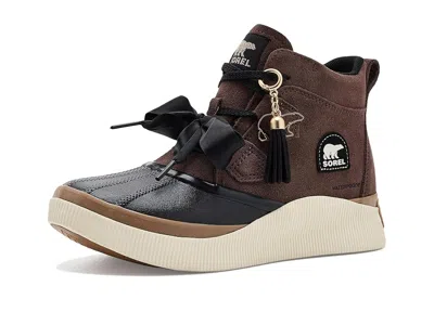 Sorel Bow-detail Panelled Ankle Boots In Brown