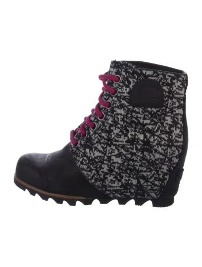 Pre-owned Sorel Printed Combat Boots In Black