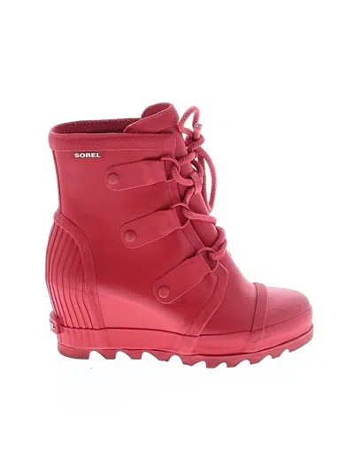 Pre-owned Sorel Rain Boots In Red