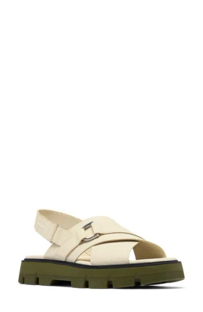 Sorel Rein Cb Crisscross Sandal In Chalk,utility Green
