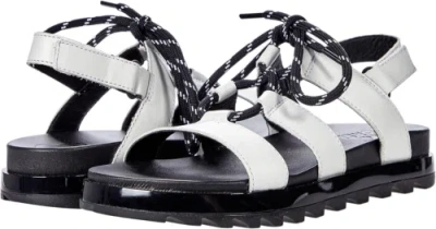 Pre-owned Sorel Roaming Lace Sandals For Women - Leather Upper, Lace-up Closure, And... In White, Black