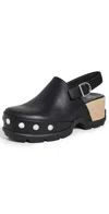 Sorel Roman Leather Slingback Platform Clogs In Black/black