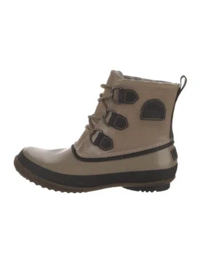 Pre-owned Sorel Rubber Colorblock Pattern Rain Boots In Neutral