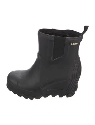 Pre-owned Sorel Rubber Rain Boots In Black