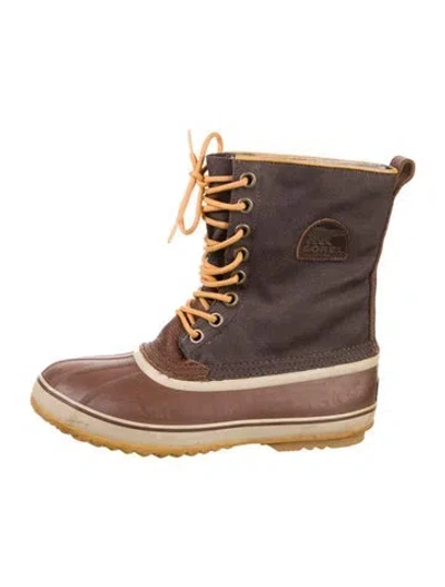 Pre-owned Sorel Rubber Rain Boots In Brown