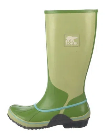 Pre-owned Sorel Rubber Rain Boots In Green