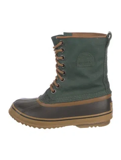 Pre-owned Sorel Rubber Rain Boots In Green