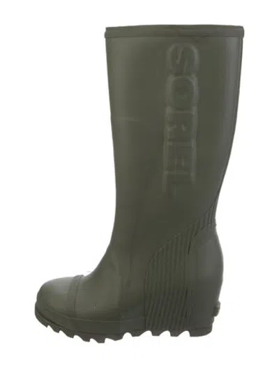 Pre-owned Sorel Rubber Rain Boots In Green