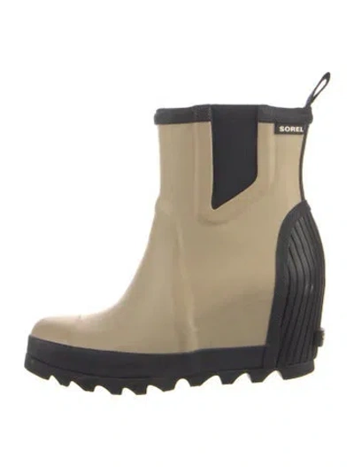 Pre-owned Sorel Rubber Rain Boots In Neutral