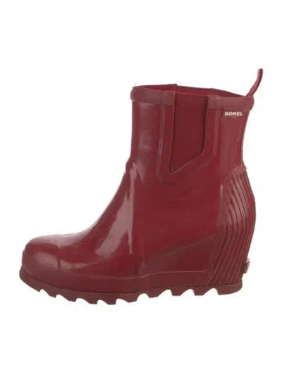 Pre-owned Sorel Rubber Rain Boots In Red