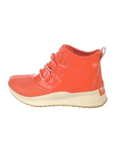 Pre-owned Sorel Rubber Wedge Sneakers W/ Tags In Orange
