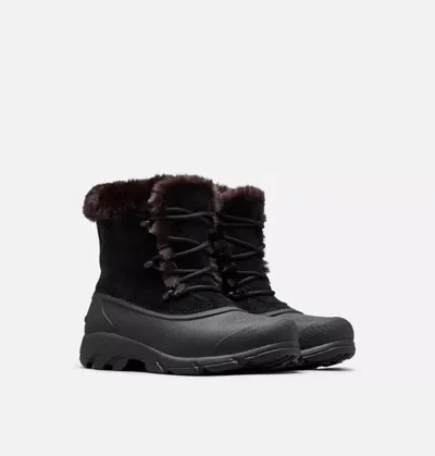 Sorel Snow Angel Women's 7 Black Faux Fur Waterproof Ankle Winter Boots Khd2143