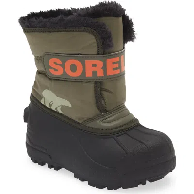 Sorel Snow Commander Insulated Waterproof Boot In Stone Green/alpine Tundra