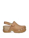 Sorel Roman Leather Slingback Platform Clogs In Neutral