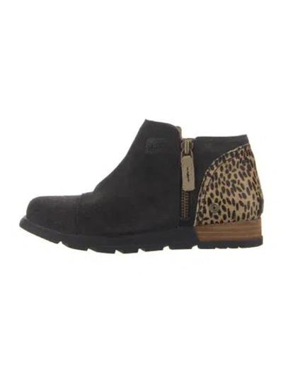 Pre-owned Sorel Suede Animal Print Boots In Blue