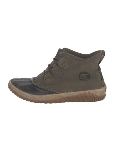 Pre-owned Sorel Suede Camouflage Print Sneakers In Green