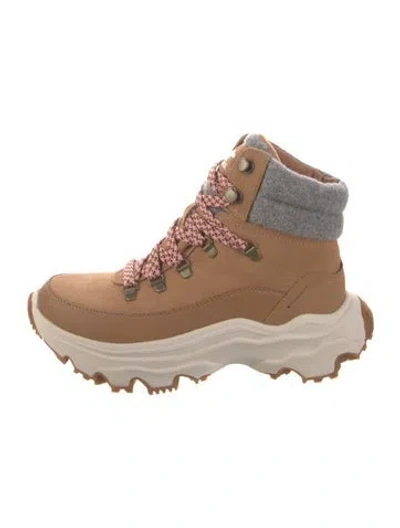 Pre-owned Sorel Suede Colorblock Pattern Chunky Sneakers In Neutral