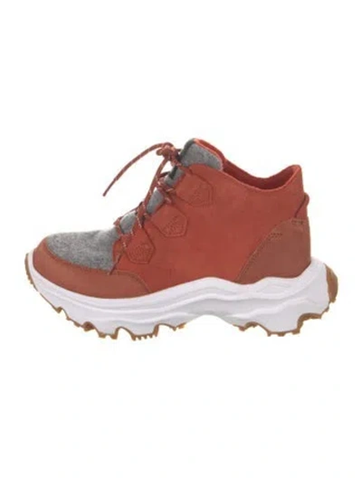 Pre-owned Sorel Suede Colorblock Pattern Chunky Sneakers In Orange