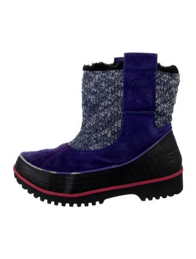 Pre-owned Sorel Suede Colorblock Pattern Combat Boots In Blue