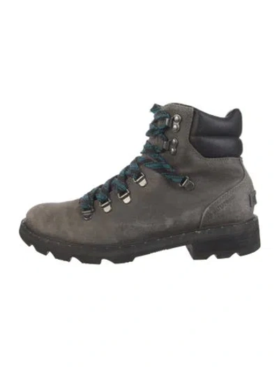 Pre-owned Sorel Suede Colorblock Pattern Combat Boots In Gray