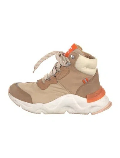 Pre-owned Sorel Suede Colorblock Pattern Hiking Boots In Brown
