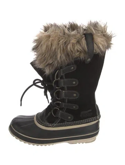 Pre-owned Sorel Suede Colorblock Pattern Lace-up Boots In Black