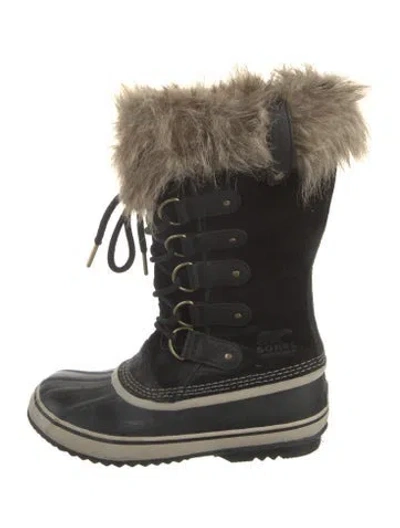 Pre-owned Sorel Suede Colorblock Pattern Lace-up Boots In Black