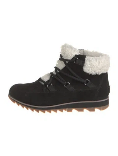 Pre-owned Sorel Suede Colorblock Pattern Lace-up Boots In Black
