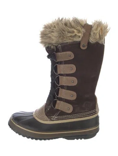 Pre-owned Sorel Suede Colorblock Pattern Lace-up Boots In Brown