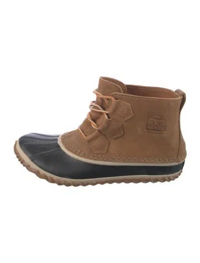 Pre-owned Sorel Suede Colorblock Pattern Lace-up Boots In Brown