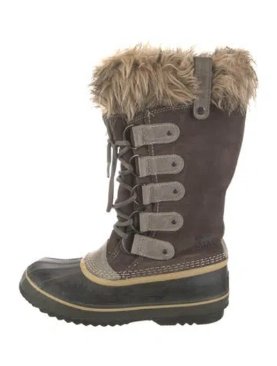 Pre-owned Sorel Suede Colorblock Pattern Lace-up Boots In Gray