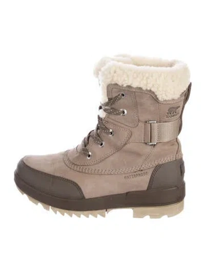 Pre-owned Sorel Suede Colorblock Pattern Lace-up Boots In Gray