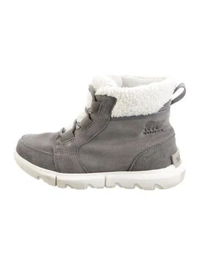 Pre-owned Sorel Suede Colorblock Pattern Lace-up Boots In Gray