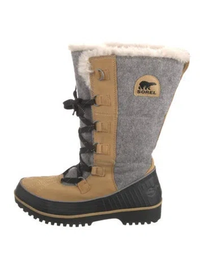 Pre-owned Sorel Suede Colorblock Pattern Lace-up Boots In Neutral