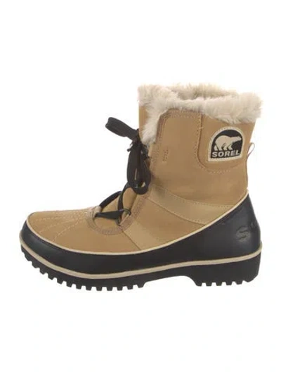 Pre-owned Sorel Suede Colorblock Pattern Lace-up Boots In Neutral