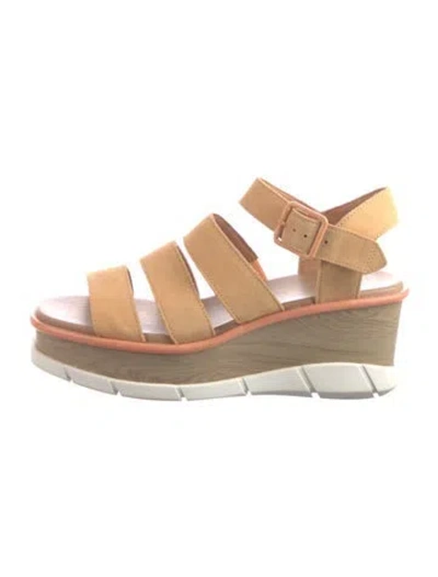 Pre-owned Sorel Suede Colorblock Pattern Sandals In Neutral